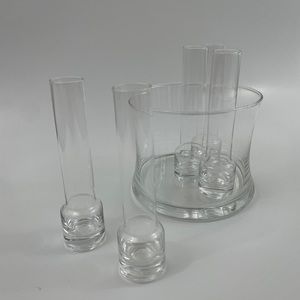 Vintage long neck cordials shot glasses entertaining set 5 glasses